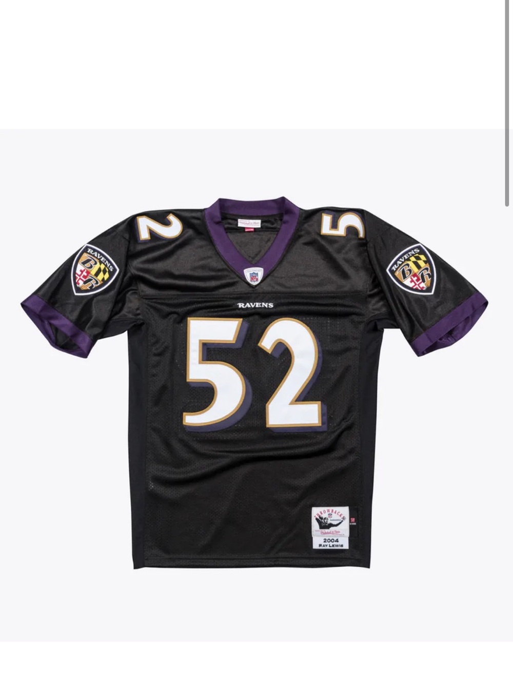 Mitchell & Ness Black and Purple #52 Football Jersey